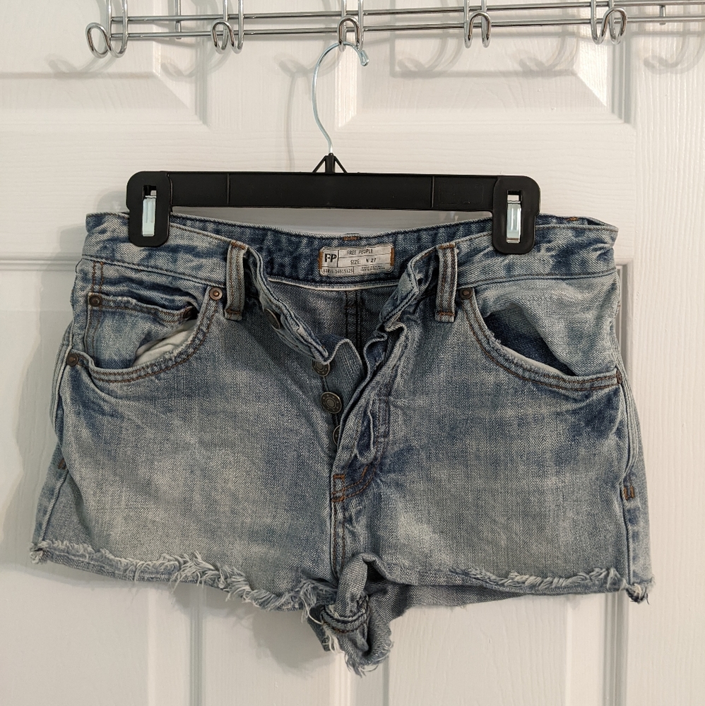Free people button jean shorts